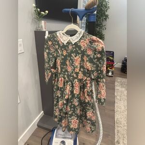 Vintage David Charles Girls Dress Floral Lace Collar Puff Sleeve girls size 8